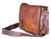 Load image into Gallery viewer, 18 inch Leather Full Flap Messenger Handmade Bag Laptop Bag Satchel Bag Padded Messenger Bag School Brown (18x13)