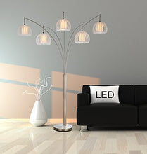 Load image into Gallery viewer, Artiva USA LED612218FSN Zucca 5-Arch Steel LED Floor Lamp with Dimmer, 89", Brushed Nickel