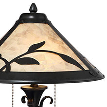 Load image into Gallery viewer, Feuille Rustic Table Lamp Metal Openwork Leaf Accents Mica Shade for Living Room Family Bedroom Bedside Nightstand - Franklin Iron Works