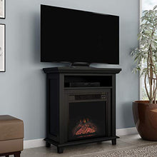 Load image into Gallery viewer, Northwest 80-FPWF-3 Electric Fireplace TV Stand– 29” Freestanding Console with Shelf, Faux Logs and LED Flames, Space Heater Entertainment Center (Black)