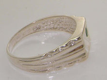 Load image into Gallery viewer, 925 Sterling Silver Real Genuine Emerald Mens Signet Anniversary Ring - Size 8