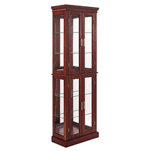 Load image into Gallery viewer, GOOD & GRACIOUS 4 Door Curio Cabinet with Lights, Tempered Glass Adjustable Shelves, and Mirrored Back, Walnut