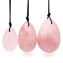 Load image into Gallery viewer, TOP-VRA Jade Stone Egg Yoni Eggs, GIA Certified, Massage Kegel Eggs 3PCS Natural Crystal Beads Chakra Healing Yoga Exercise Eggs To Train Pelvic Muscles Kegel Exercise (Rose Quartz)
