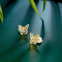 Load image into Gallery viewer, ZENI Butterfly Earrings for Women 14K Gold Plated 925 Sterling Silver Hypoallergenic Small Stud Earrings Jewelry Gift