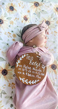 Load image into Gallery viewer, Nana's Little Angels Birth Announcement Sign 5 inch Cherry “Hello Baby” Newborn Baby Announcement Wooden Sign with White Paint Marker Wooden Disc Announcements for Hospital Pictures & Photo Prop…