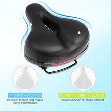 Load image into Gallery viewer, Puroma Bicycle Saddle Dual Spring Designed Suspension Shock Absorbing, Leather Bike Seat Pad Mounting Wrench Waterproof Protection Bike Seat Cover (Black)