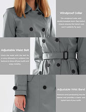 Load image into Gallery viewer, Wantdo Womens Double-Breasted Trench Coat with Belt Gray XL