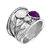 Load image into Gallery viewer, Silpada 'Heavenly' 3 ct Moonstone & Natural Amethyst Ring in Sterling Silver, Size 8