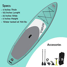 Load image into Gallery viewer, Atoll 11' Foot Inflatable Stand Up Paddle Board (6 Inches Thick, 32 inches Wide) ISUP, Bravo Hand Pump and 3 Piece Paddle, Travel Backpack and Accessories New Leash Included (Aqua Marine)