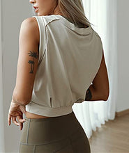 Load image into Gallery viewer, ARRIVE GUIDE Workout Crop Tops for Women Cute Loose Fit Tank Tops Casual Summer Yoga Athletic Sports Tanks Cinched Waist Cropped Tops Cap Sleeve Gym Cotton T Shirts for Women M Yellow