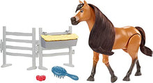 Load image into Gallery viewer, Mattel Spirit Untamed Forever Free Spirit Horse (8-in) with Realistic Walking Feature, Neighing Sounds, Long Mane & Tail Hair, Brush, Hay Bale, & Apple Snack Accessories