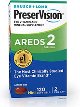 Load image into Gallery viewer, PreserVision AREDS 2 Eye Vitamin & Mineral Supplement, Contains Lutein, Vitamin C, Zeaxanthin, Zinc & Vitamin E, 120 Softgels (Packaging May Vary)