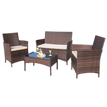 Load image into Gallery viewer, Homall 4 Pieces Outdoor Patio Furniture Sets Rattan Chair Wicker Set, Outdoor Indoor Use Backyard Porch Garden Poolside Balcony Furniture Sets (Brown and Beige)