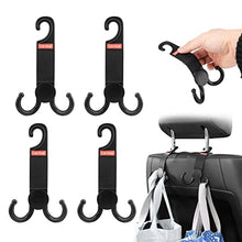 Load image into Gallery viewer, 4Pcs Car Headrest Hooks - Car Hooks for Purses and Bags - Double-Hook Design Car Seat Hooks Handbag Hook Holder Car Hook Holder for Purses Bags Umbrellas Outerwear Bottle