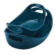 Load image into Gallery viewer, Rachael Ray Ceramics Bubble and Brown Oval Baker Set, 2-Piece, Marine Blue