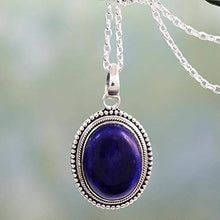 Load image into Gallery viewer, NOVICA Lapis Lazuli .925 Sterling Silver Oval Pendant Necklace, 18" 'True Clarity'