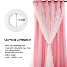 Load image into Gallery viewer, Unistar 2 Panels Stars Blackout Curtains for Bedroom Girls Kids Baby Window Curtain Double Layer Star Cut Out Aesthetic Living Room Decor Wall Home Decorations Curtain,W52 x L84 Inches,Pink
