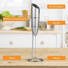 Load image into Gallery viewer, SIMPLETaste Milk Frother Handheld Battery Operated Electric Foam Maker, Drink Mixer with Stainless Steel Whisk and Stand for Cappuccino, Bulletproof Coffee, Latte