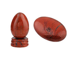 Load image into Gallery viewer, mookaitedecor Bundle - 2 Items: Red Jasper Crystal Egg with Stone Stand & Pocket Palm Stone Worry Stones