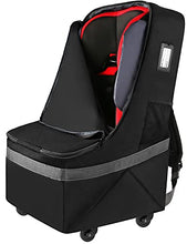 Load image into Gallery viewer, Car Seat Travel Bag with Wheels, Padded Car Seats Backpack, Large Durable Carseat Travel Bag for Airplane, Airport Gate Check Bag, Carseat Cover Travel Bag with Padded Shoulder Strap, Black
