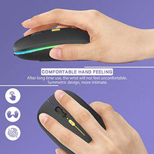 Load image into Gallery viewer, 【Upgrade】 LED Wireless Mouse, Rechargeable Slim Silent Mouse 2.4G Portable Mobile Optical Office Mouse with USB & Type-c Receiver, 3 Adjustable DPI for Notebook, PC, Laptop, Computer, Desktop (Black)