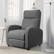 Load image into Gallery viewer, JUMMICO Fabric Recliner Chair Adjustable Home Theater Single Massage Recliner Sofa Furniture with Thick Seat Cushion and Backrest Modern Living Room Recliners (Grey)