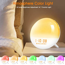Load image into Gallery viewer, Sunrise Alarm Clock, Wake Up Light with Dual Alarms Clock for Bedrooms, Smart Alarm Clock for Heavy Sleepers Adults Kids, 7 Nature Sounds & Snooze, FM Radio, 7 Colors Ambient Lamp, Ideal for Gift