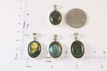 Load image into Gallery viewer, Sterling Silver 925 Oval Blue-Green Natural Labradorite Pendant Necklace 20 inches Chain - Elegant Gift Box