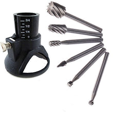 Load image into Gallery viewer, 6pc HSS Routing Router Bits Burr with Drill Carving Rotary Locator Set Suit Dremel & Rotary Too