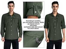 Load image into Gallery viewer, Mens Long Sleeve UV Protection Hiking Fishing UPF 50 Quick Dry Safari Camping Travelling Shirts (5052 Army Green XL)