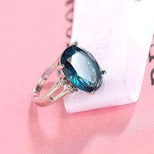 Load image into Gallery viewer, Cutedoumiao Sterling Silver Engagement Wedding Ring with Large Carat Sapphire Cut Cubic Zirconia CZ Gemstones Birthstone Halo Solitaire Engagement Rings (8)