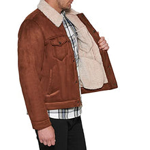 Load image into Gallery viewer, Levi's Men's Faux Leather Sherpa Lined Trucker Jacket, Brown Faux Shearling, Small