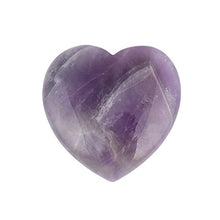 Load image into Gallery viewer, Bingcute Natural Amethyst Pocket Carved Puff Heart Pocket Stone,Healing Palm Crystal Pack of 1(1.6")