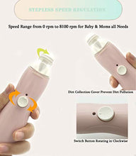 Load image into Gallery viewer, Rechargeable Baby Nail File, Fansidi Electric Baby Nail Trimmer for Newborn Infant or Toddler Toenail and Fingernail - Girls and Boys Accessory - Extra Replacement Pads Included (Pink)
