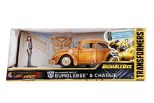 Load image into Gallery viewer, Jada Toys Transformers Bumblebee Volkswagen Beetle Die-cast Car, 1:24 Scale Vehicle & 2.75" Charlie Collectible Metal Figurine