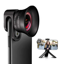 Load image into Gallery viewer, Phone Camera Lens Pro with Tripod - ANGFLY 4K HD 2 in 1 Aspherical Wide Angle Lens & Super Macro Lens,Clip-On Cell Phone Camera Lenses Compatible with iPhone,Android,Samsung Mobile Phones and Tablets