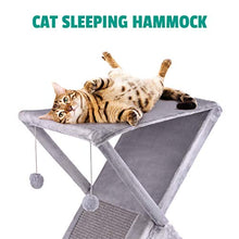 Load image into Gallery viewer, Ruff 'n Ruffus Foldable Cat Tower Tree + Free Bonus Handheld Chase Toy + 6 Cat Toys | Plush Folding House with Hammock | Condo | Scratching Pad & Post | & Play Balls | for Kittens | Medium & Large Cat