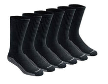 Load image into Gallery viewer, Dickies Men's Dri-tech Moisture Control Crew Socks Multipack, Black (6 Pairs), Shoe Size: 6-12