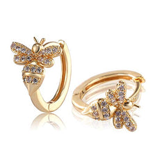 Load image into Gallery viewer, Richapex 18k Gold Plated Insect Earrings Cute Bumble Bee Cubic Zirconia Hoop Cuff Earrings Stud Hypoallergenic