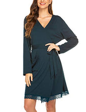 Load image into Gallery viewer, Ekouaer Womens Nuring Robe Soft Kimono Bathrobe Long Sleeve Delivery Sleepwear Robes Maternity Sleepwear with Pockets