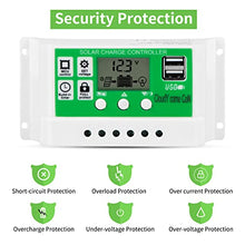 Load image into Gallery viewer, 30amp Solar Charge Controller Kit, 12V/24V Solar Panel Charge Controller with LCD Display Dual USB and 10FT 10AWG Solar Extension Cable