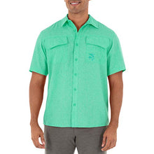 Load image into Gallery viewer, Guy Harvey Men's Short Sleeve Heather Textured Cationic Fishing Shirt, Cascade, Large