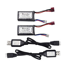 Load image into Gallery viewer, Blomiky 2 Pack 7.4V 2S 30C 1000mAh 6.3Wh Lipo Battery T Plug and USB Charger Cable for HBX 16889 16890A and XLH Q903 Q901 Q902 1/16 Scale 2845 Brushless Motor Racing RC Truck Q903 Battery 2