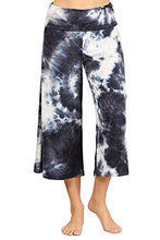 Load image into Gallery viewer, HEYHUN Women's Solid Wide Leg Flared Capri Boho Gaucho Pants w/Lace Detail - Black