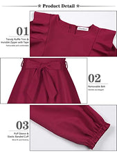 Load image into Gallery viewer, Quedoris Girls Ruffle Trim Long Sleeve Belted Dress with Zipper Wine Fall 150Y
