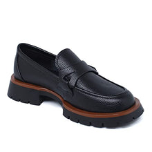 Load image into Gallery viewer, Reitoye Women's Loafers Platform Low Chunky Heel Leather Loafer Shoes US 7 Black