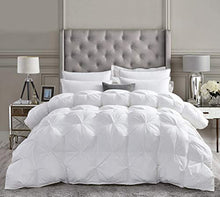 Load image into Gallery viewer, Luxurious All-Season Goose Down Comforter Queen Size Duvet Insert, Exquisite Pinch Pleat Design, Premium Baffle Box, 1200 Thread Count 100% Egyptian Cotton, 750+ Fill Power, 55 oz Fill Weight, White