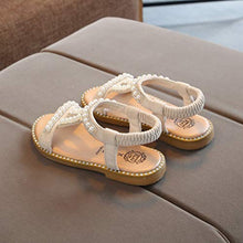 Load image into Gallery viewer, WUAI Kids Baby Girls Summer Sandals Fashion Boho Princess Flat Shoes Crystal Beach Roman Sandals 1-6Years(Beige,4-4.5Years)