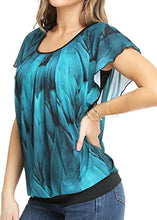 Load image into Gallery viewer, WUDODO Women's Flared Flouncing Tunic Printed Pleated Short Sleeve Mesh Ruffled Blouse Top