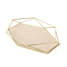 Load image into Gallery viewer, Umbra 299481-221 Prisma Tray, Geometric Plated Jewelry Storage, 11" Length x 7.25" Height x 1.5” Width, Matte Brass